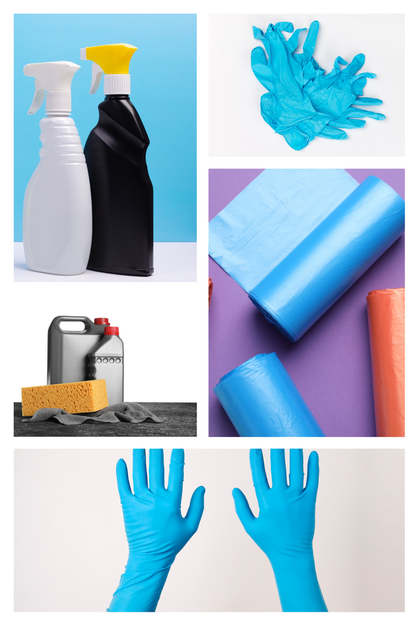 collage de productos de limpieza